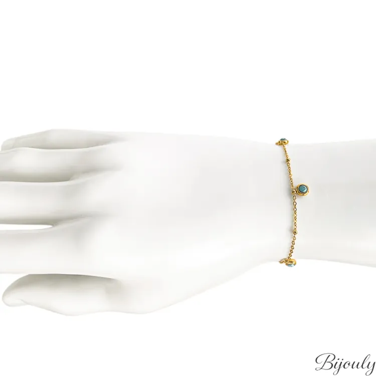 Bracelet turquoise synthétique – Acier doré (fin) | Bijouly
