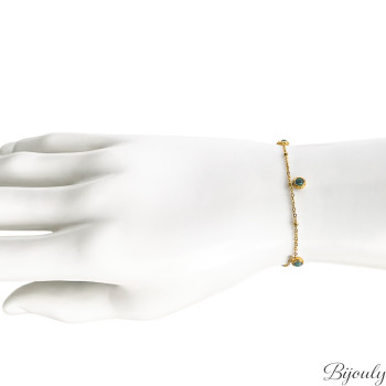 Bracelet malachite synthétique – Acier doré (fin) | Bijouly