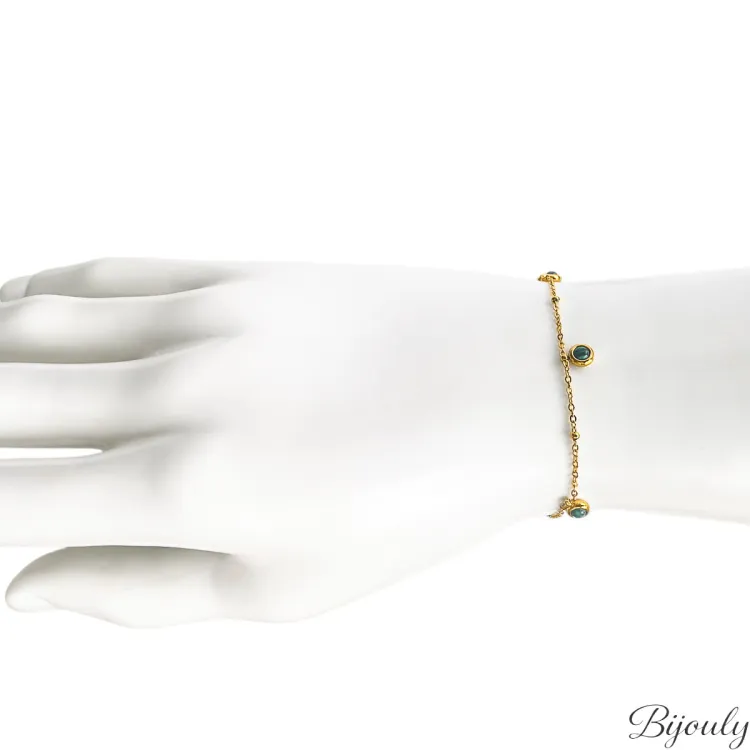 Bracelet malachite synthétique – Acier doré (fin) | Bijouly