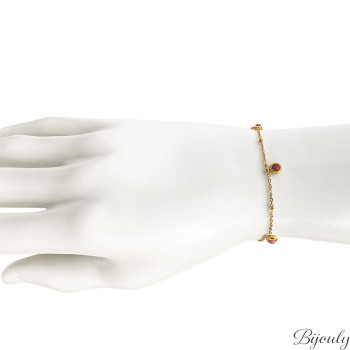 Bracelet cristal rouge – Acier doré (fin) | Bijouly