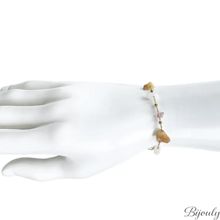 Bracelet jade synthétique – Acier doré | Bijouly