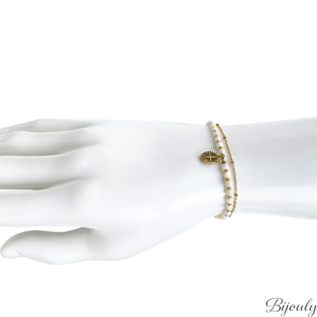 Bracelet pierre de lune – Acier doré | Bijouly