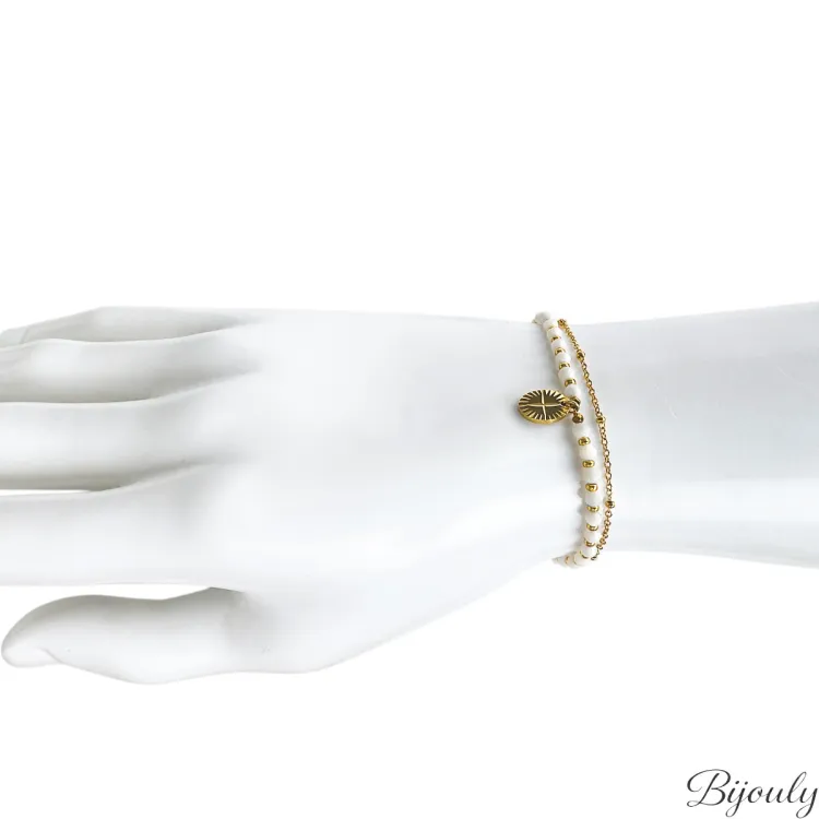 Bracelet pierre de lune – Acier doré | Bijouly