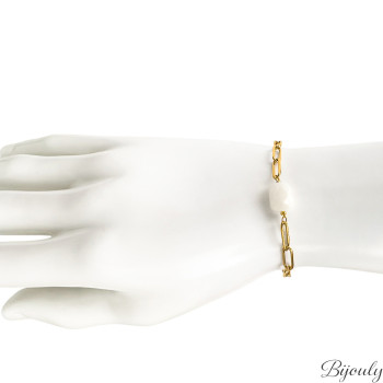 Bracelet pierre de lune – Acier doré | Bijouly