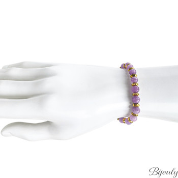 Bracelet lépidolite mauve – Acier doré | Bijouly
