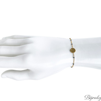 Bracelet laqué noir – Acier doré | Bijouly