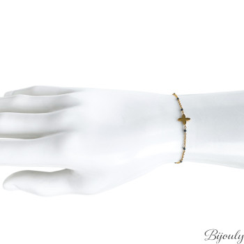 Bracelet résine noire – Acier doré | Bijouly