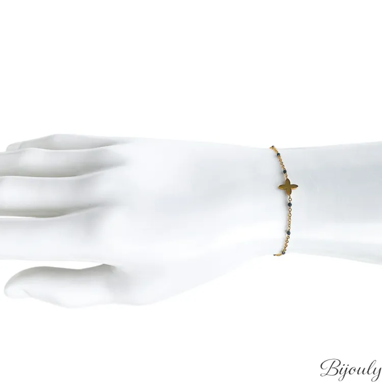 Bracelet résine noire – Acier doré | Bijouly