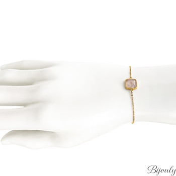 Bracelet quartz rose – Acier doré | Bijouly