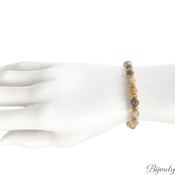Bracelet nylon agate – Acier doré | Bijouly