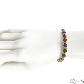Bracelet nylon agate violette – Acier doré | Bijouly