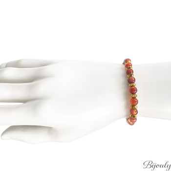 Bracelet nylon agate rouge – Acier doré | Bijouly