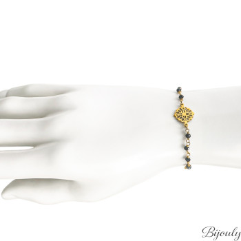 Bracelet cristal noir – Acier doré | Bijouly