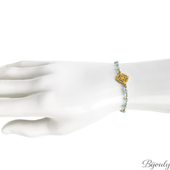 Bracelet cristal turquoise – Acier doré | Bijouly
