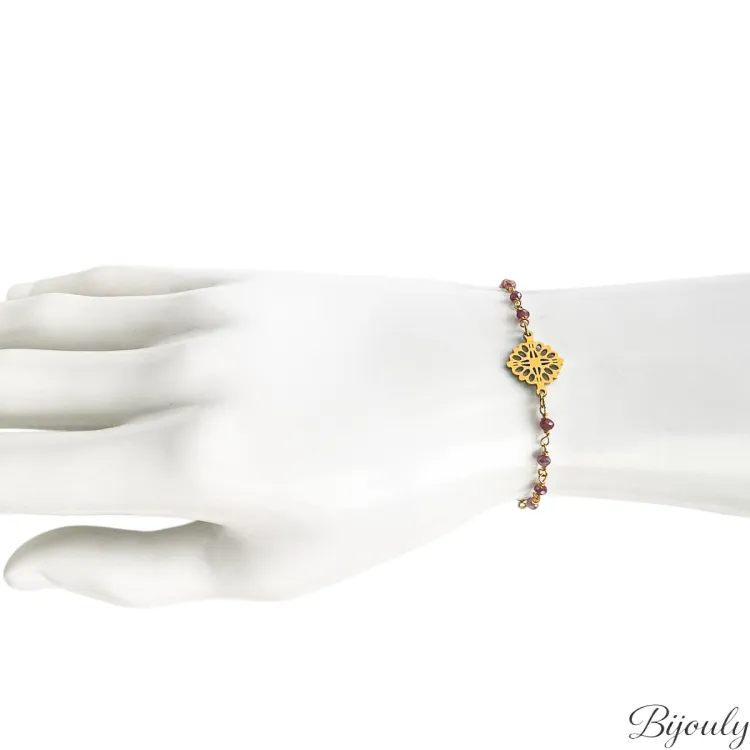 Bracelet cristal rouge – Acier doré | Bijouly