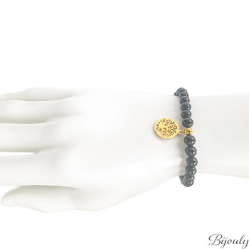 Bracelet agate noire – Acier doré | Bijouly
