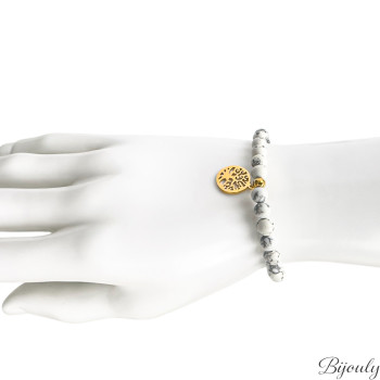 Bracelet turquoise blanc – Acier doré | Bijouly