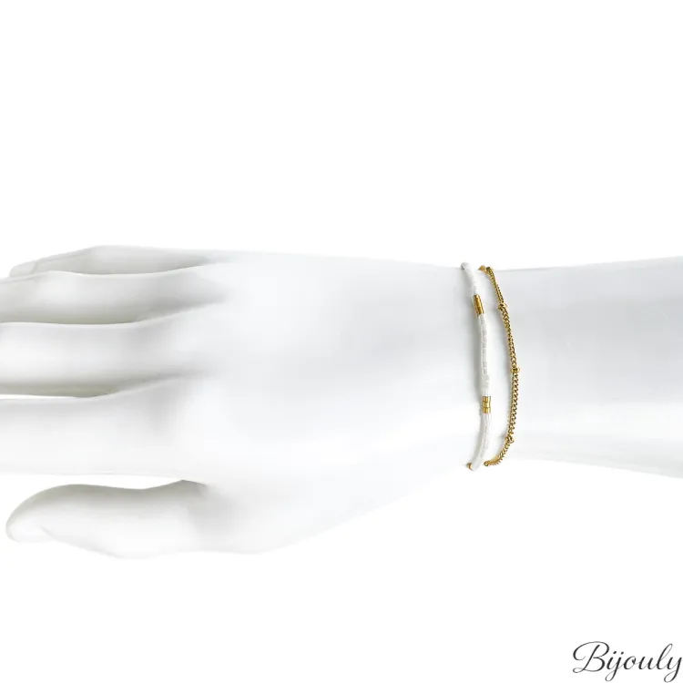 Bracelet cristal synthétique – Acier doré (coloris 2) | Bijouly