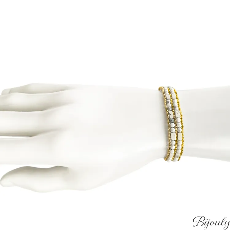 Bracelet IP jaune howlite – Acier | Bijouly