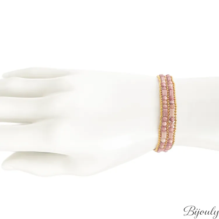 Bracelet IP jaune rhodonite – Acier | Bijouly