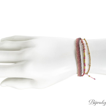 Bracelet cordon nylon miyuki – Acier doré | Bijouly