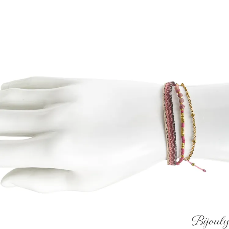 Bracelet cordon nylon miyuki – Acier doré | Bijouly
