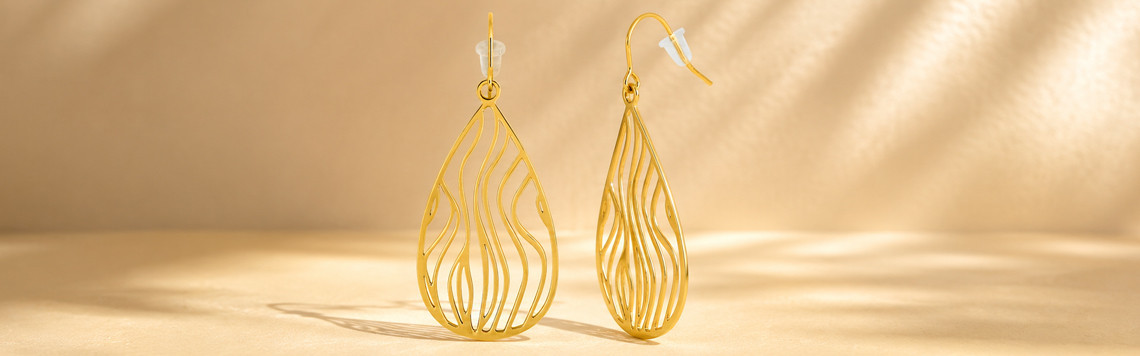 Boucles d'oreilles crochets – Acier doré | Bijouly